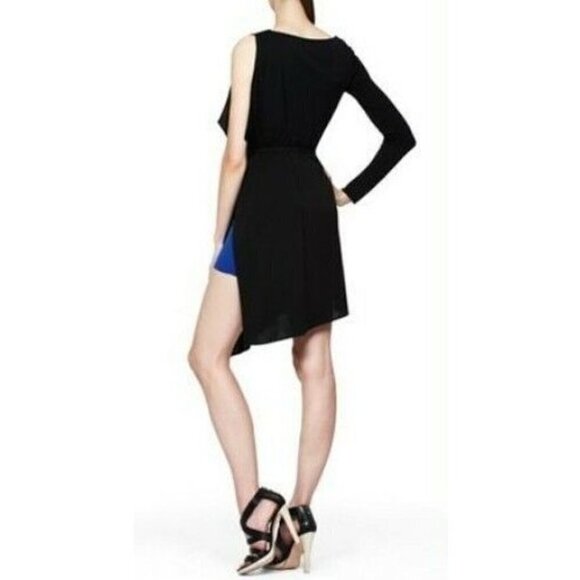 BCBGMaxAzria Women's S Small Combo Dress Layered Decorative Belt Flutter Sleeve - Picture 2 of 12